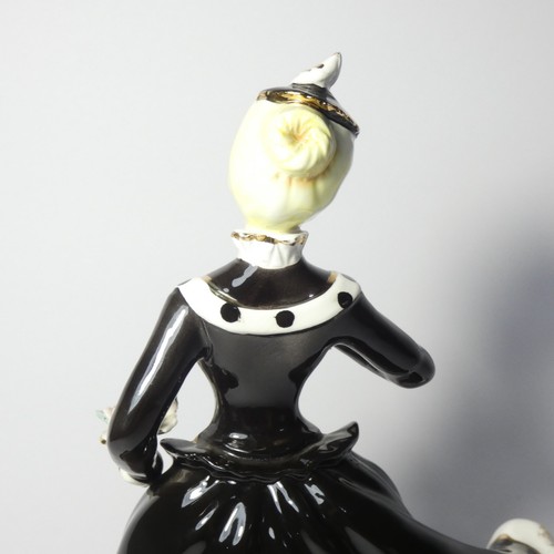 Vintage viktorianische Dame in schwarzem Kleid/mit Blumenstrauß 8 1/4" groß Keramikfigur #F224 - Bild 8 von 18