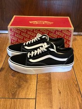 ladies genuine brand new in the box black and white platform vans size 8/42