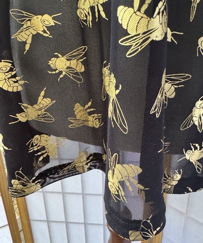 Dangerfield Womens Bees Knees Sheer Top Black with Gold Bees Sz 20 ~ New No Tags - Picture 5 of 14