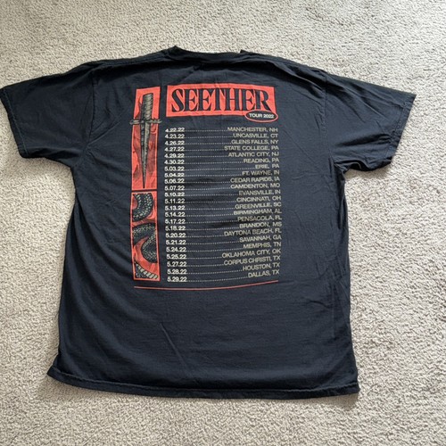 Vintage SEETHER Band Concert Tour 2022 Cotton Black Full Size XL Unisex Shirt - Imagen 2 de 3