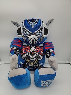 Build A Bear Optimus Prime Blue Transformers Joint Arms Plush Flip Mask 17''