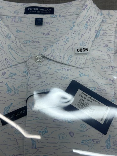 Peter Millar Golf Shirt Polo Crown Crafted Safari Print XXL White NWT MSRP $110 - Picture 9 of 9