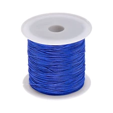 1 Roll Nylon Beading Thread Knotting Cord 0.6mm 50 Yards Satin String, Sapphire