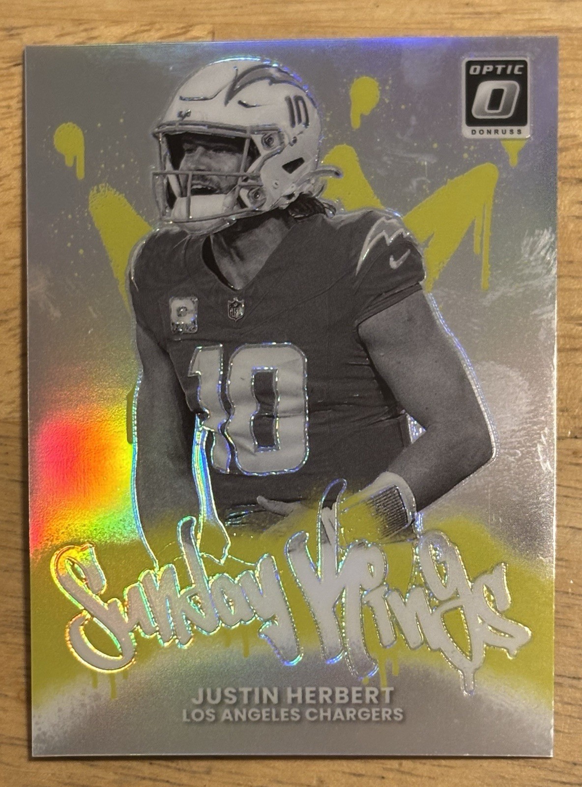 2025 Panini Optic Justin Herbert Sunday Kings Case Hit SSP Prizm LA Chargers #3