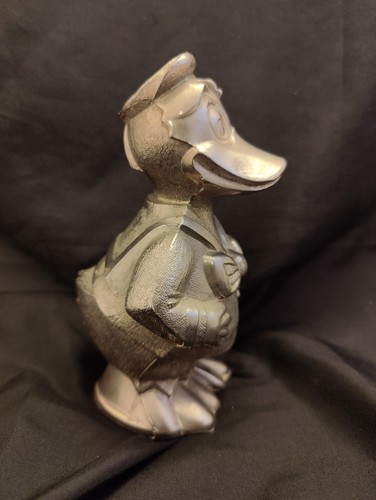 Large 16cm Vintage Silver Plate Donald Duck Money Box Bank Disney NO BASE - Picture 3 of 12