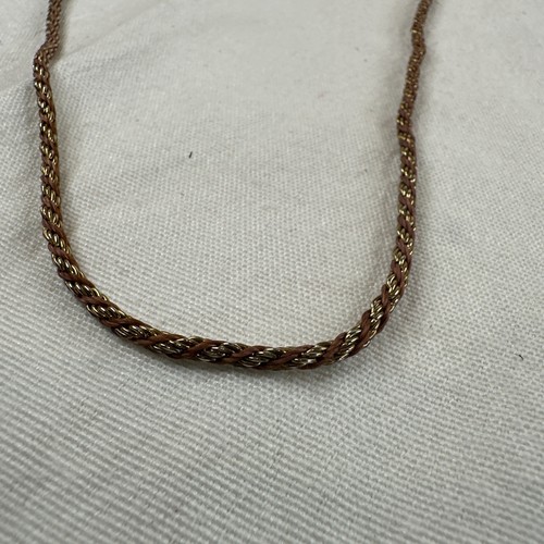 Rope Chain Necklace VTG Costume Jewelry Gold Tone Brown Dainty Boho 29" - Picture 3 of 4