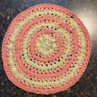 Handmade Crochet Mats- White and Pink- Set of 2