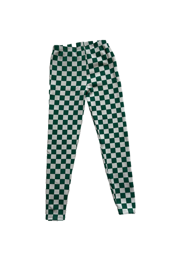 Gap Girls Checkered Fleece-lined Leggings Size XXL - Green/White - Picture 2 of 4