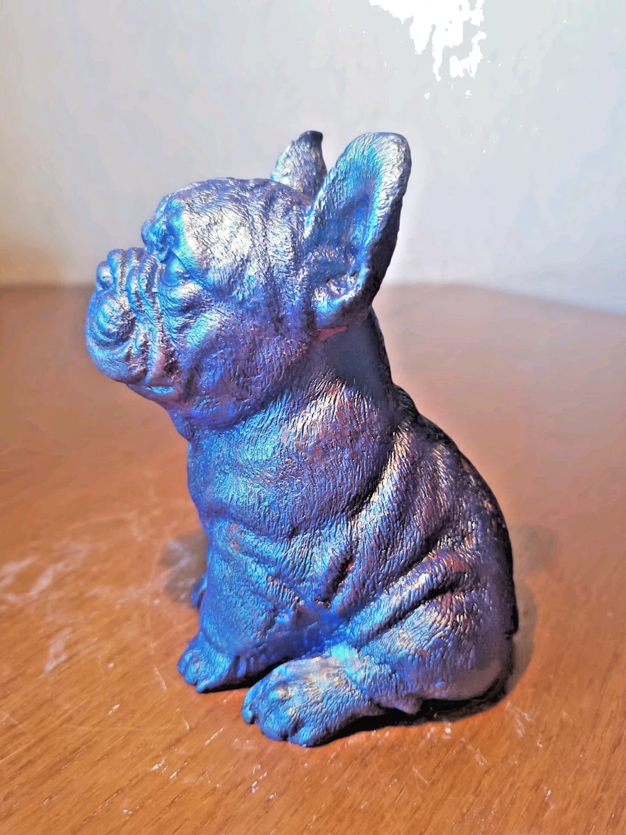 Französische Bulldogge Figur.French Bulldog Spezialfarbe, Alabaster Gibs