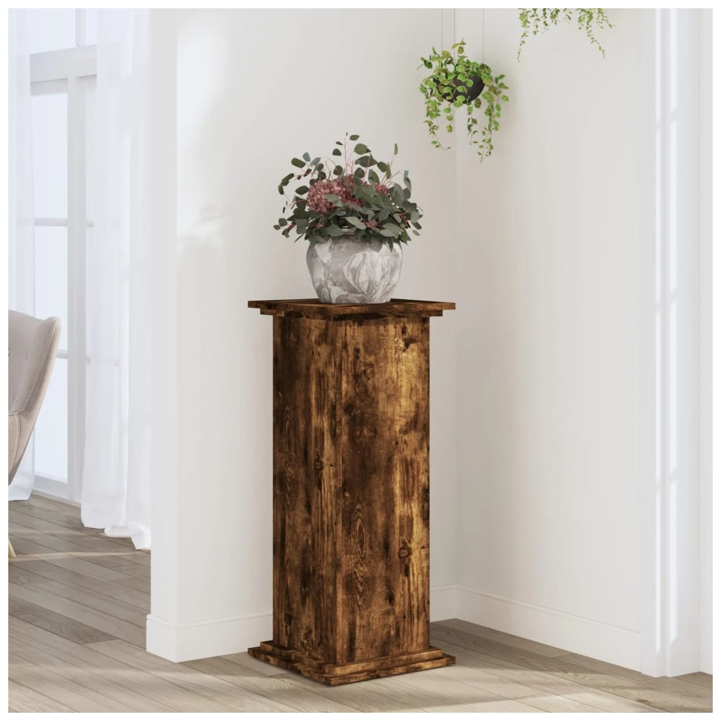 Plant Stand Smoked Oak 33x33x80cm Engineered Wood Modern Indoor Outdoor Minimal
