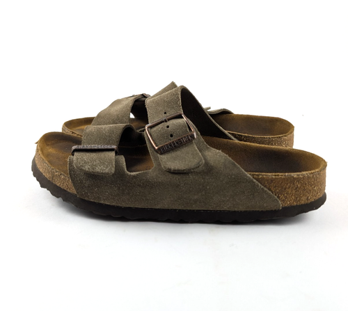 Sandalias Birkenstock Arizona Sandalias Gamuza Cuero Moca EU 38 US 7 - Imagen 2 de 8