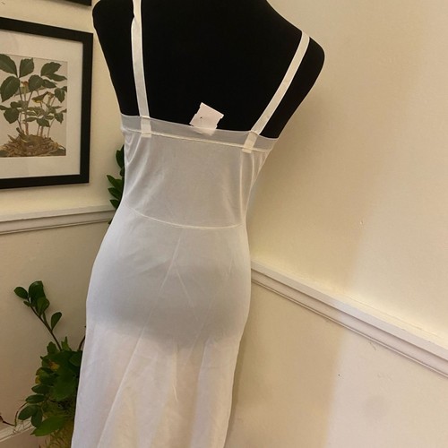 Vintage white Lingerie SLIP Dress 50s lace with rose scallop edge detail size 34 - Picture 5 of 12