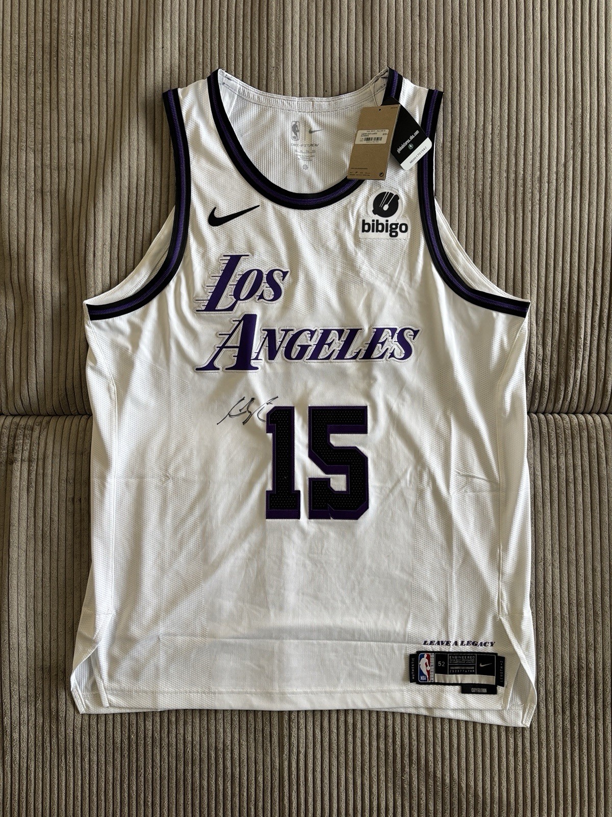 Maillot Austin Reaves Lakers #15 Authentique City Edition XL Dédicacé