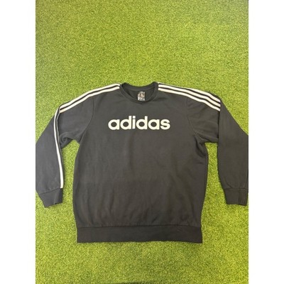 Adidas Mens Essentials 3-Stripes Fleece Sweatshirt Black White XL Pullover