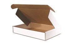 50 - 9 x 6 1/4 x 2 White Front Tab Lock Protective Shipping Mailer Box Boxes