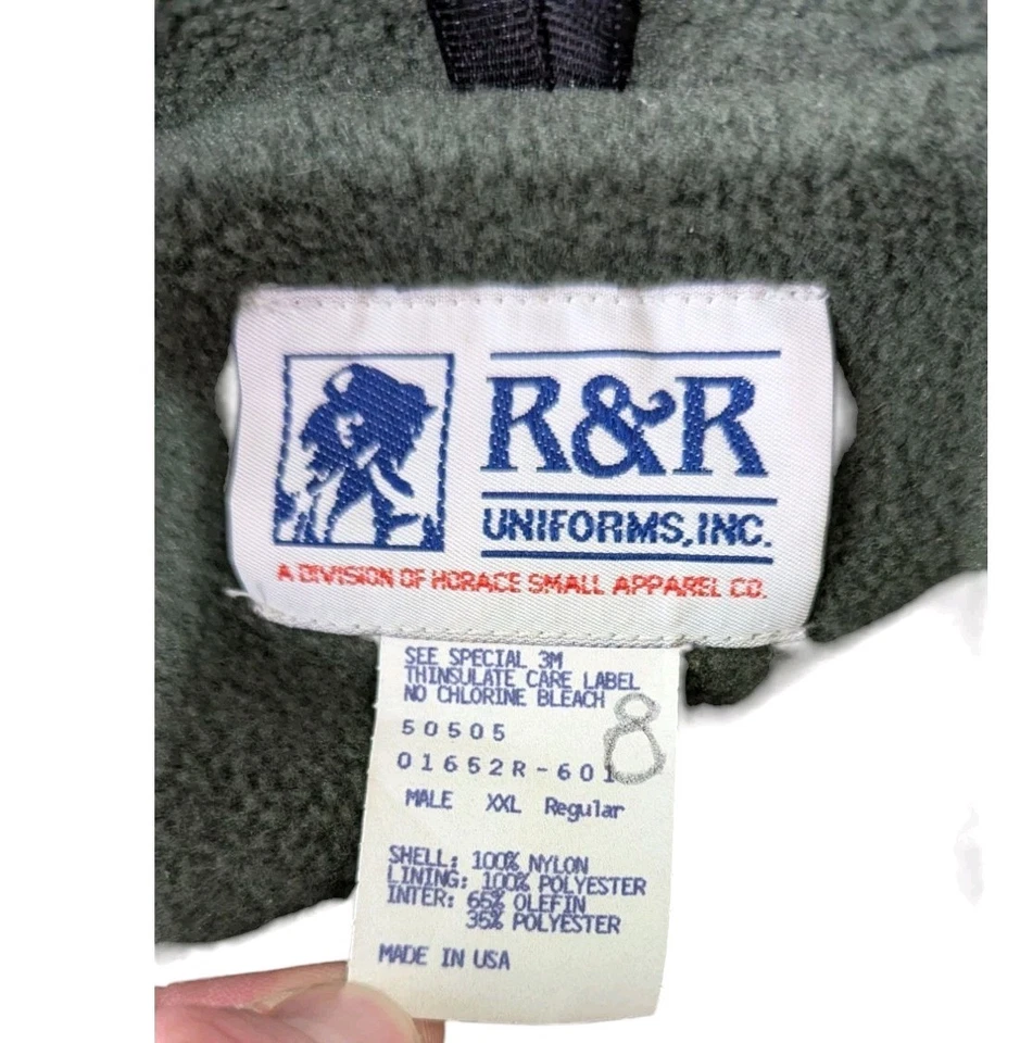 R&R Uniform Vest Mens 2XL Green Fleece Lined Made USA Border Patrol Thinsulate - Image 2 of 4