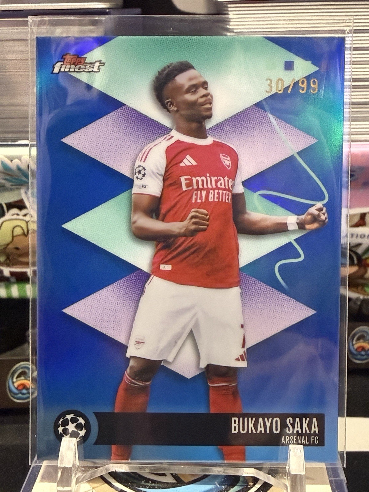 2025-26 Topps Finest UEFA Club Competitions Bukayo Saka Arsenal Rare Blue /99 TZ