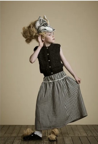 Little Creative Factory Girls Maxi Skirt Size 4 Black White Diamond Print Cotton - Picture 1 of 9