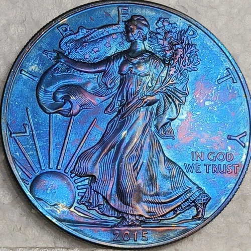 2015 American Silver Eagle GEM BU Unc .999 ounce Toning Toner ASE monster toned