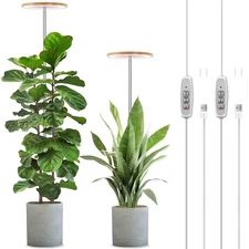 Full Spectrum Plant Grow Light – Height Adjustable with Auto Timer, 2 Pack Set