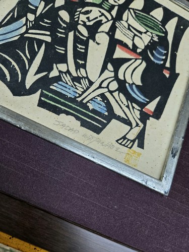 Sadao Watanbe "Washing the Feet" Signed Print Bibical Japanese Woodcut - Picture 3 of 6