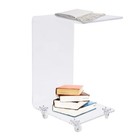 Clear Acrylic C Table End Table/Laptop Desk/Night Stand/Side Table with Wheels