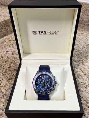 Tag Heuer Formula 1 caz1014 Watch With Navy Blue Alligator Print Rubber Strap.