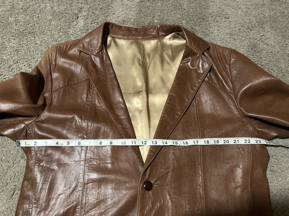 Винтажный Vagabond Нью-Гемпшир коричневый кожаный блейзер куртка мужская 46 от 1970-х - Изображение 2 из 4