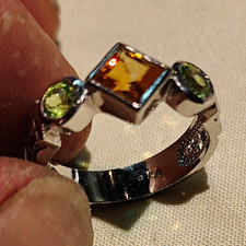 925 Sterling Silver Square Yellow Citrine & P...