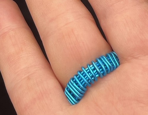 Wrapped Turquoise Coated aluminium ring, with Czech Crystal Bead. - Picture 17 of 17