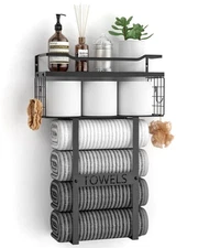 Wall Mounted Towel Rack for Bathroom - Bath Storage Holder Set Above Toilet, ...