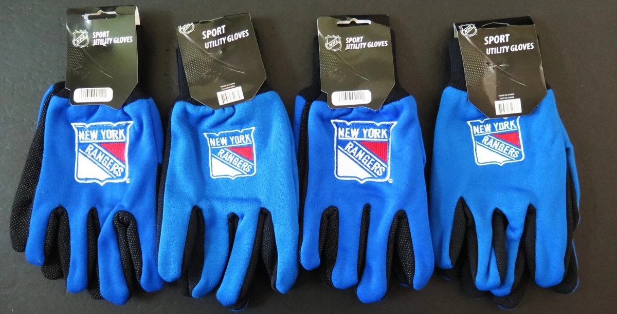 McArthur New York Rangers Guanti Sport Utility In Cotone - Palmo In Gomma Antiscivolo - Design Pesante - Licenza Ufficiale NHL