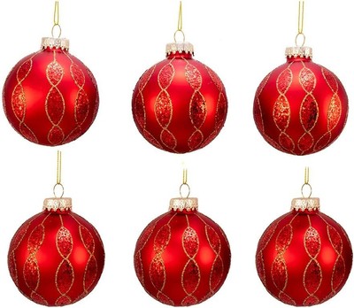 Kurt S. Adler 80MM Glitter Pattern Glass Ball, 6 Piece Box... 