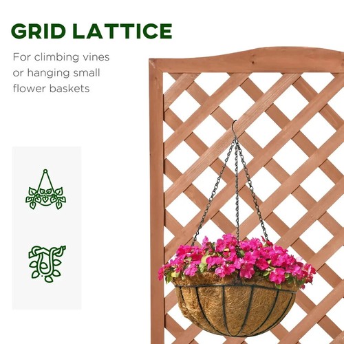 Tall Wooden Garden Planter with Trellis Climbing Frame Raised Bed Brown - Picture 7 of 10