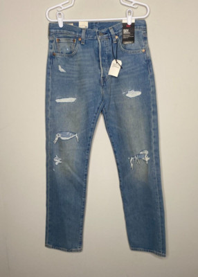 Levi's Big E 501 Original Denim Jeans Men 31 x 32 Button Fly Blue Distressed NWT