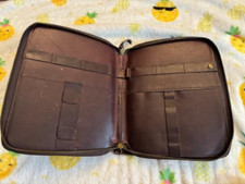 Dark Brown Leather Travel Techfolio with Zip Closure Can be used for jewelry