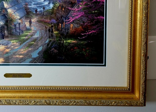 Thomas Kinkade LITHOGRAPH The VIllage Lighthouse Limited Ed. Gold Frame 14x18.5 - Picture 8 of 14