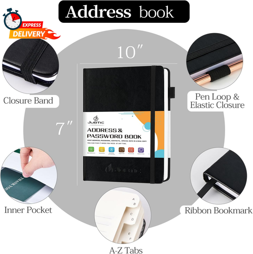 Address Book with Alphabetical Tabs, Hardcover Password Keeper and Telephone Boo - Picture 3 of 12