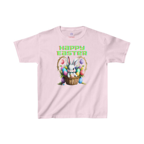 Happy Easter Bunny Basket Youth Kids Short Sleeve Cotton Shirt/ T-shirt/ Tee - Picture 28 of 33