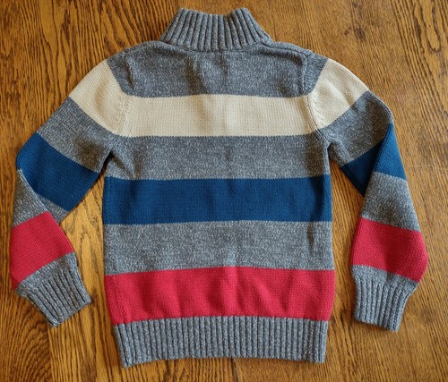 Lands' End Gray Striped Sweater 100% Cotton Boys 8 Small Holidays Christmas - Picture 7 of 8