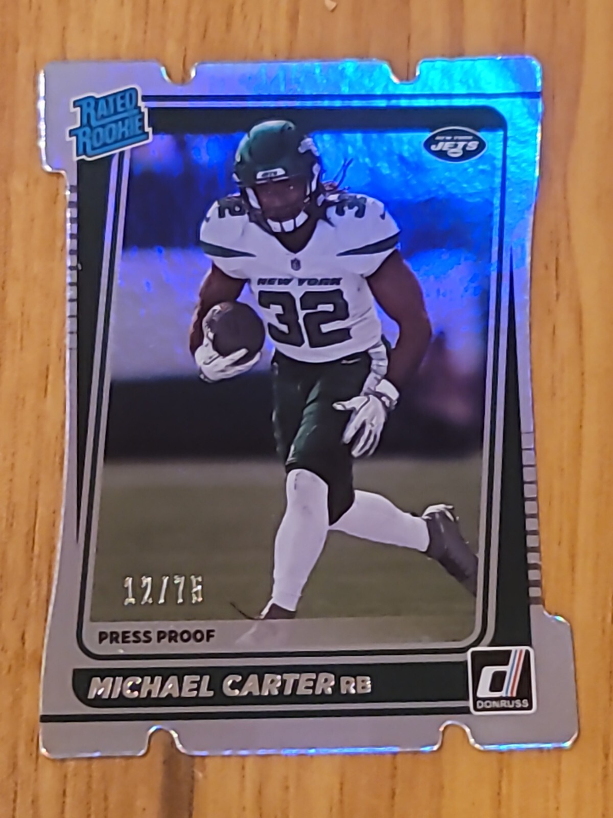2021 Michael Carter Panini Donruss Rated Rookie Press Proof Die Cut Silver /75