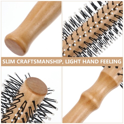 1 pieza cepillo redondo peine de pelo de jabalí peine de madera peine de pelo redondo de nailon peine de peinado - Imagen 11 de 12
