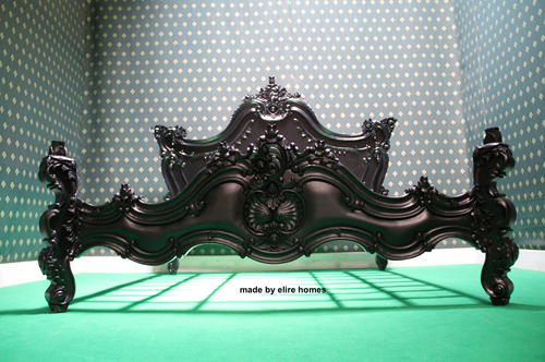 UK King5' Gothic Black designer Baroque French style mahogany Bed - Picture 5 of 9