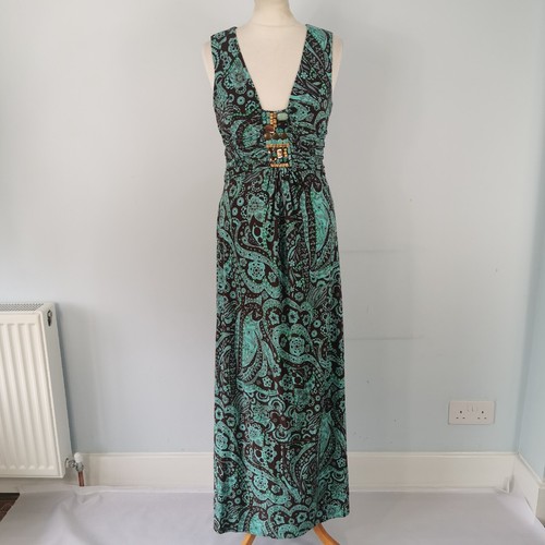 PHASE EIGHT Floral V Neck Summer Maxi Dress Sleeveless UK 10 Holidays Turquoise - Picture 13 of 13