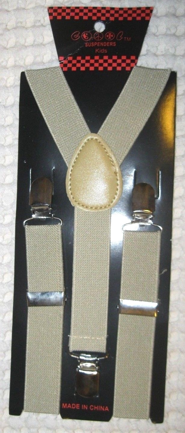 Unisex Adult Kids Teens Beige Tan Adjustable Y-Back Suspenders-Brand New!!!