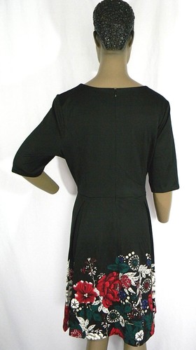 Vestido Charter Club Talla L Estampado Floral Dobladillo Manga Corta Vestido Ajustado y Acampanado NUEVO - Imagen 11 de 12