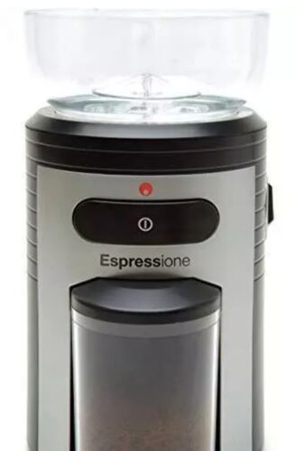 Espressione Professional Conical Burr Coffee Grinder, Black/Silver. New open box - Picture 3 of 4