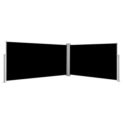 Doppel-Seitenmarkise Ausziehbare Sichtschutz Windschutz 160x600 Schwarz S0I1