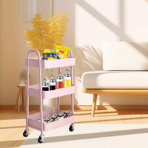 3 Tier Metal Multipurpose Wheeled Storage Tray Carts - 3 Colours Available - Picture 15 of 21