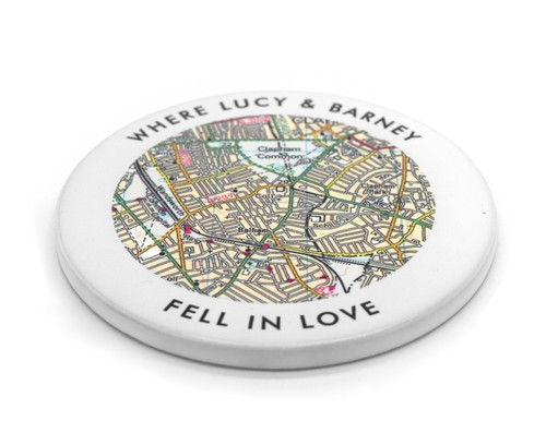 Personalised Custom UK Postcode Map Drinks Ceramic Coasters with cork back - Picture 4 of 6